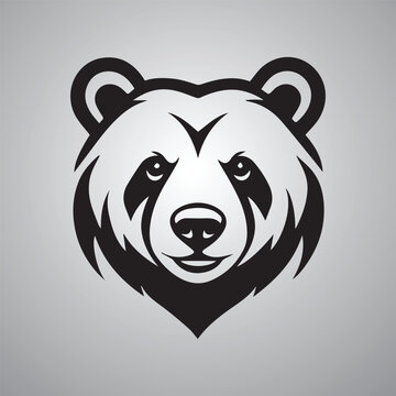 animal illustration, bear illustration with solid color black and white vector elements