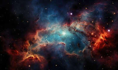Fototapeta premium Nebulae and stars in outer space, glowing mysterious universe.
