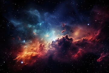 Fototapeta premium Nebulae and stars in outer space, glowing mysterious universe.