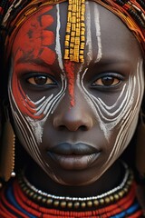 African woman with traditional face painting