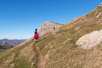 Fototapeta premium Hiking trail to the top of Mount Urkulu. Aezkoa Valley. Navarrese Pyrenees