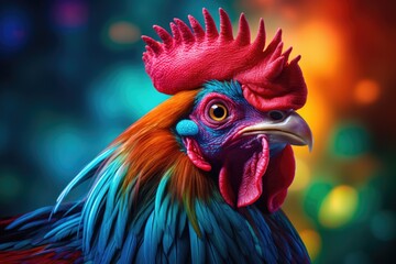 Portrait of a beautiful colorful rooster