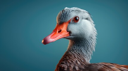 wild duck.on blue background