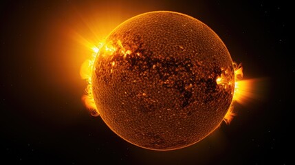 The sun in space on a dark background.