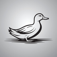 Duck Icon on Black logo icon and White Vector illustration silhouette