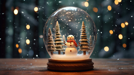 Fototapeta na wymiar A snowman in a Christmas bubble