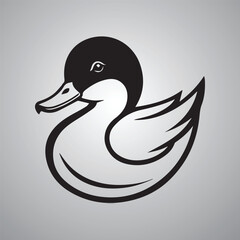 Obraz premium Duck Icon on Black logo icon and White Vector illustration silhouette