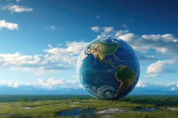 Obraz na płótnie Canvas Earth with a blue sky background. World environment day