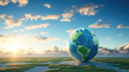 Earth with a blue sky background. World environment day - obrazy, fototapety, plakaty
