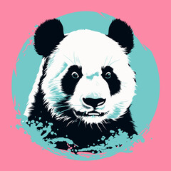 colorful panda illustration contemporary, rendered in explosive colors and dynamic brush strokes.