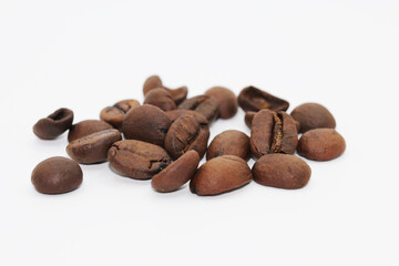 Fresh coffee beans on a white background