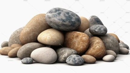 Fototapeta na wymiar Varied Collection of Smooth River Stones in Neutral Tones