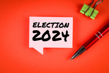 Election 2024. Speech bubble with text on red background