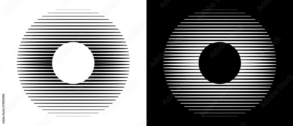 Aufkleber transition parallel lines in circles. abstract art geometric background for logo, icon, tattoo. blac