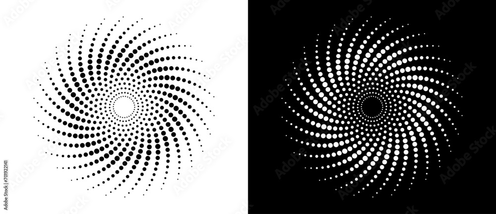 Fototapete abstract background with halftone dots in circle. art design circle as logo or icon. a black figure 