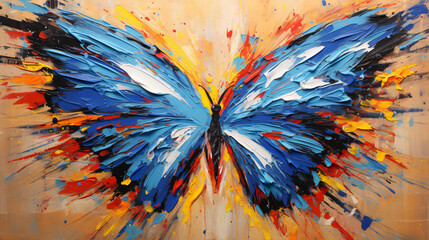 Abstract painting of a butterfly vibrant colors