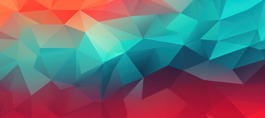 Vibrant Geometric Canvas, Red & Teal Low Poly Background