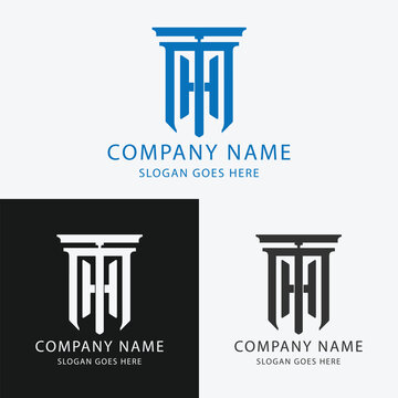 Unique modern geometric creative elegant Alphabet letter icon logo TMH