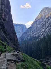 dark mountain with blue sky, top of mountain view