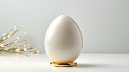 3d model of Easter egg on white background. Mockup for congratulations. copy space