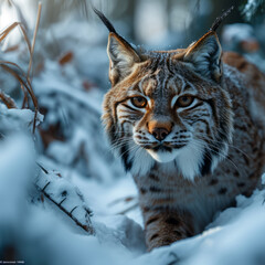 Luchs im Schnee