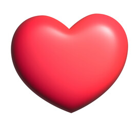 Red Heart Shape Isolated on White Background. 3D illustration