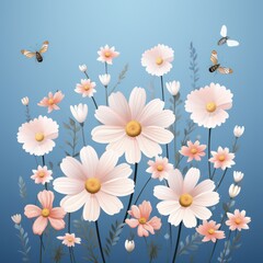 Obraz premium image of flowers on a blue background.