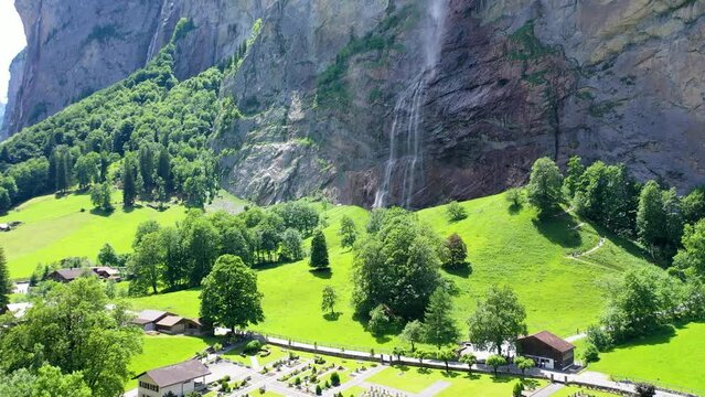 Stunning waterfall in Switzerland, Lauterbrunnen