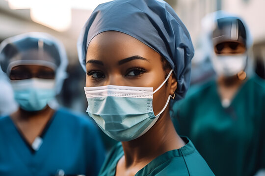 Female Surgeon Nurse In A Mask Close Up