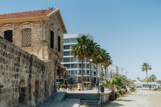 Larnaca Medieval Castle and city streets