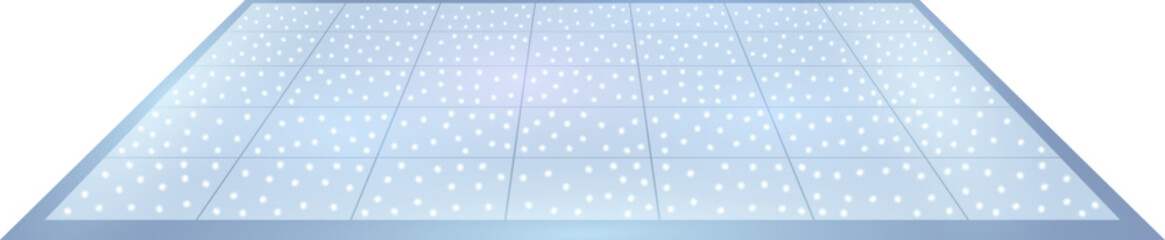 LED Starlit Dance Floor with Sparkling Lights and Glossy Floor, Front View, Wedding dance floor Vector Illustration