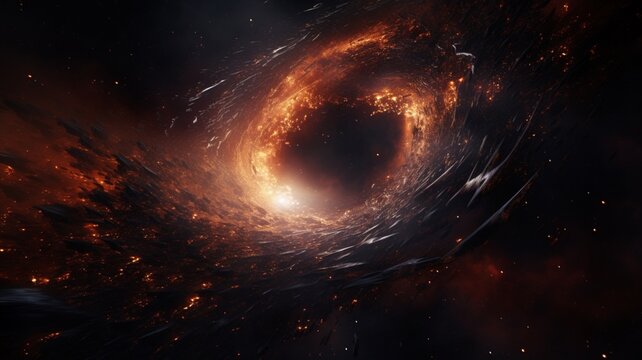 The event horizon is the entrance to the black hole bending light Ai generated art