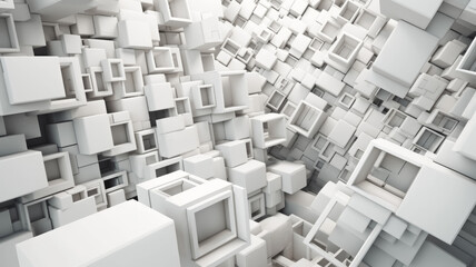 White 3D squares abstract background texture.