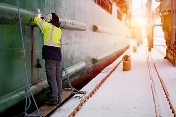 Certified Welder Technician Wearing Protective Clothes And Equipment While Standing On A Secured...