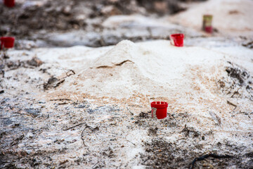 Drill hole savers before explosives loading.