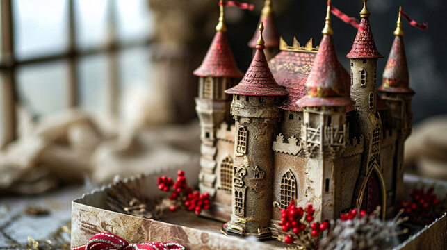 Valentine gift box inspired by fairytale castle, AI Generated