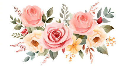 Floral frame with watercolor flowers, decorative flower background pattern, watercolor floral border background