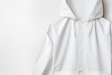 white Raincoat, white background, isolated, mokcup