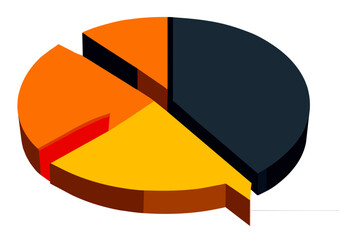 A pie chart breaking into pieces. vektor icon illustation