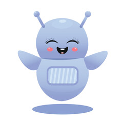Chatbot for online communication in your browser or applications. Laughing vector mascot isolated on white background