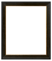 Large black picture frame with gold insert, on a transparent background, in PNG format.