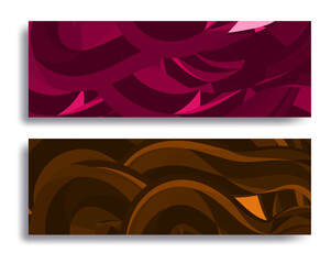 banners with red,brown abstract dynamic shapes vector background