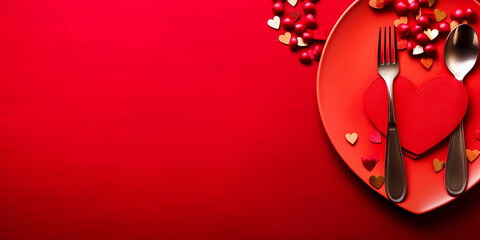 cutlery on red heart