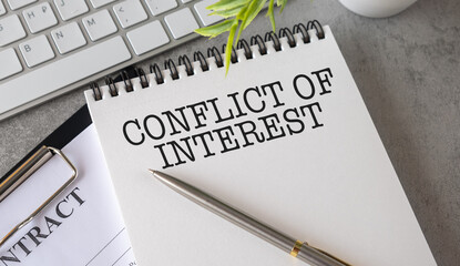 Conflict of Interest Text on Blank Business Card With Blurred Background. Business Concept About...