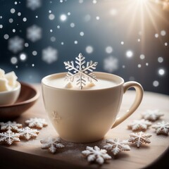 Obraz na płótnie Canvas Snowflake in a cup of coffee.