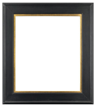 Large black picture frame with gold insert, on a transparent background, in PNG format.Large black picture frame with gold insert, on a transparent background, in PNG format.