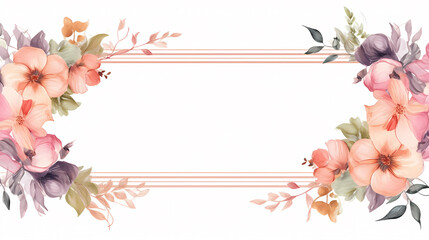 Floral frame with watercolor flowers, decorative flower background pattern, watercolor floral border background