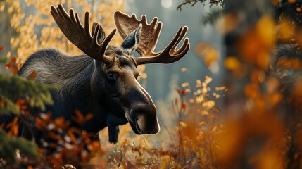 a moose is walking through the woods