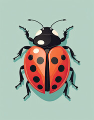 A Flat Illustration of a Ladybug | Insect