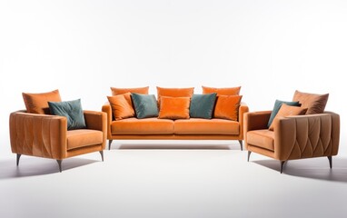 Modern Six seater sofa, Diamond six seater couch set Isolated on white background.